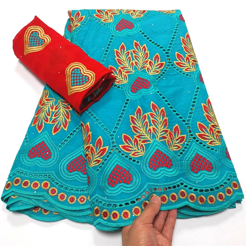 

5+2 Yard Swiss Fabric Latest Heavy Beaded Embroidery African 100% Cotton Voile Lace Popular Dubai Style For wedding Party 9L1103