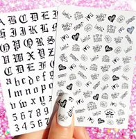 newest letter word graphics manicure sticker tool 3d nail art stickers decal template diy nail tool decorations hl115 131