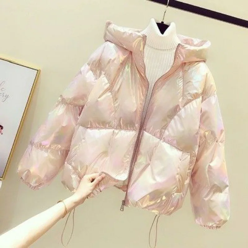 

Glossy short coat women Korean winter coat thick bread coat colorful down cotton coat fashionable wild cotton coat at a loss