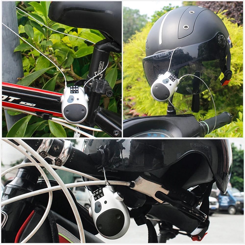 

Portable Motorcycle Helmet Wire Cable Rope Code Lock Cycling Anti-Theft Safety Password Helmet Padlock Bike Bicycle Accessories