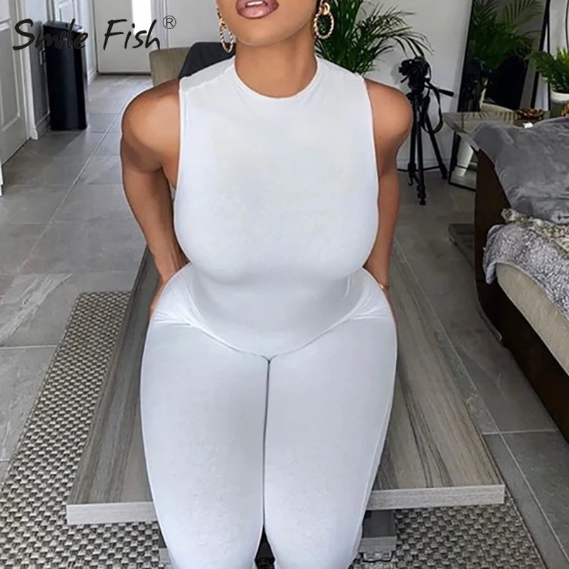 Женские комбинезоны без рукавов белые черные узкие комбинезоны-карандаш с