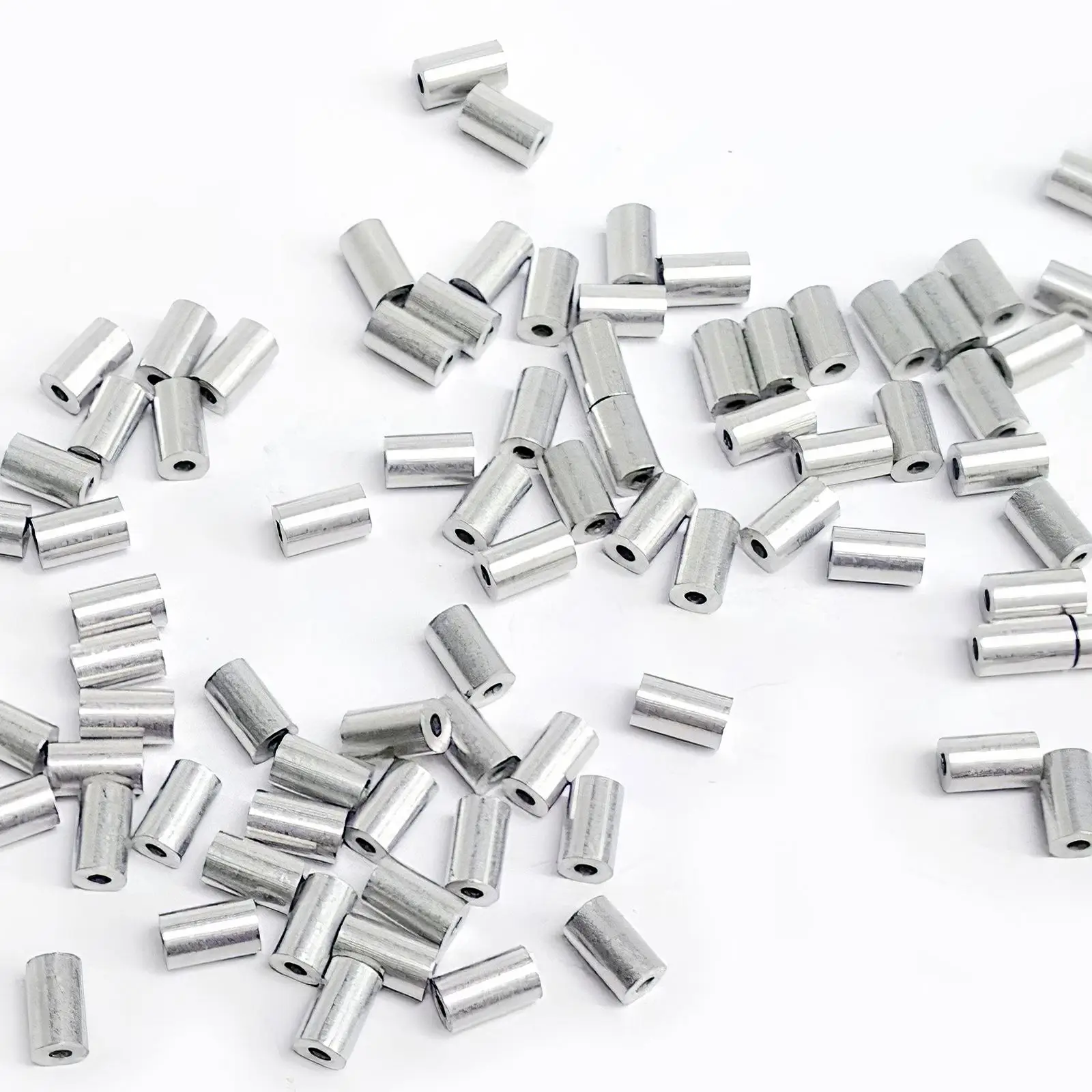 

50/80/166/250/400/500/666/1000 Pcs/Lot Round Holes Ferrules Wire Rope Aluminum Clamps Crimping Loop Sleeves Clips Silver