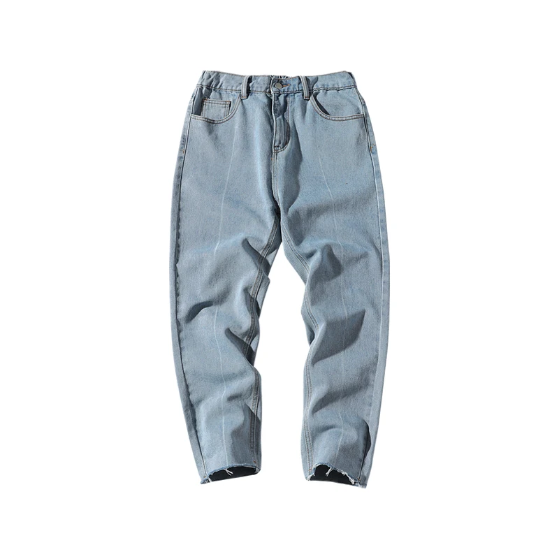 

Simple Ankle-length Jeans Men's Loose Straight Pants Man Korean Style All-match Casual Fashion Clothes Blue Jeans Men