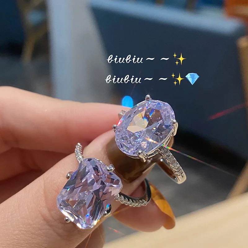 

Fashion egg-shaped inlaid zircon ring, temperament, light luxury, girl open index finger ring jewelry Adjustable opening