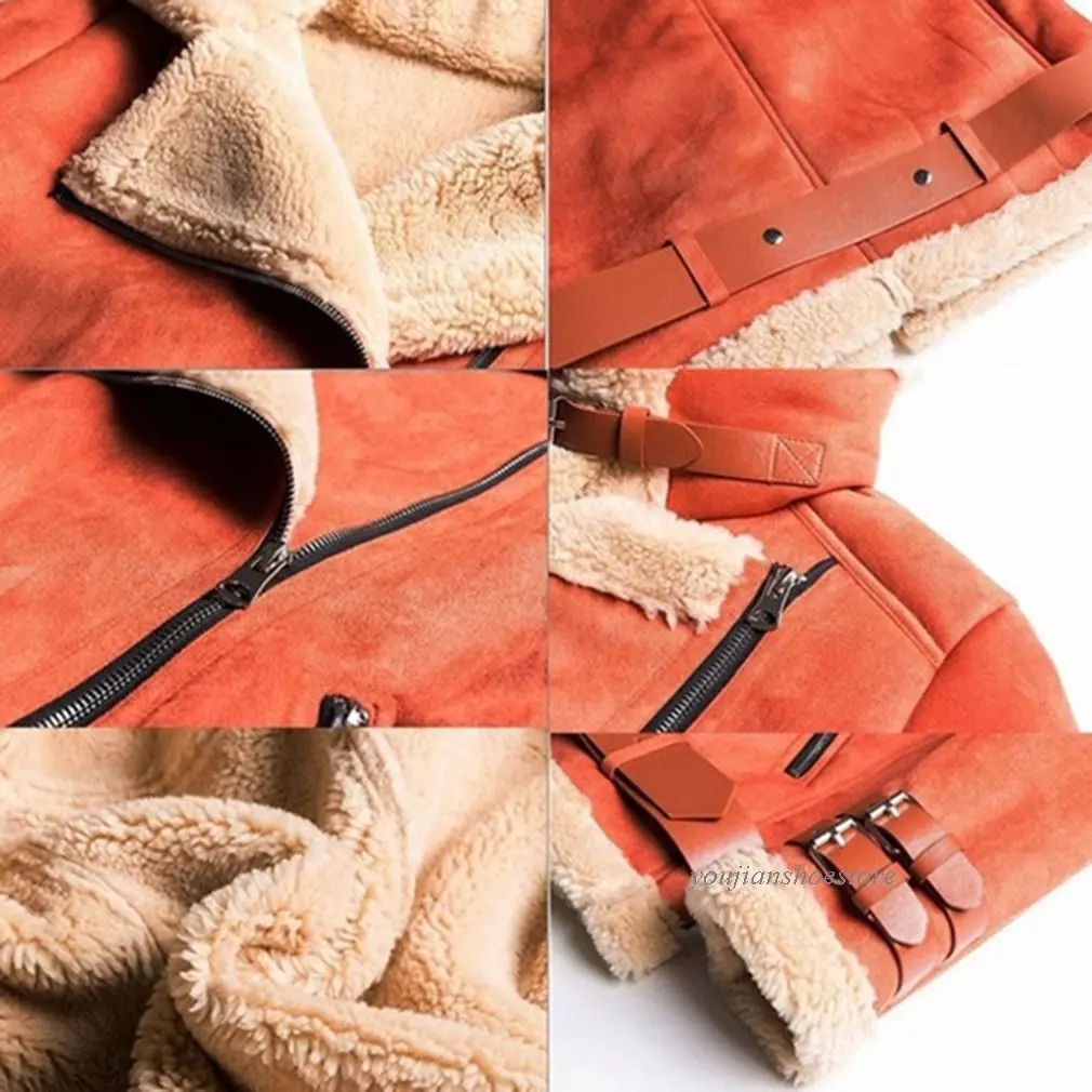 

TRODEAM Women Solid Zipper Casual Thick Warm Wool Lamb Jackets Outwear Female Motorcycle Autumn Winter Suede Fur Jackets Women