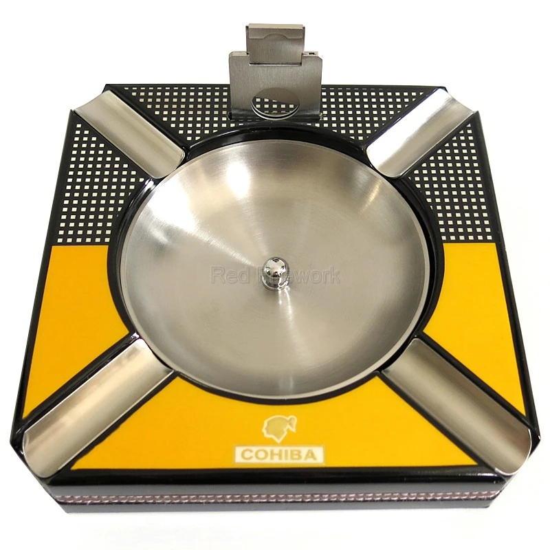 Cohiba квадратная съемная чаша Противоскользящий резак домашний 4 сигары держатель металлический 4 слота сигарета сигары для автомобиля пепельница
