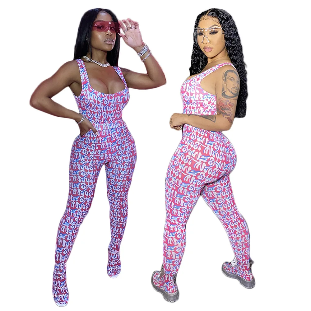 

Sexy net yarn personalized printing tights fashion two-piece suit
