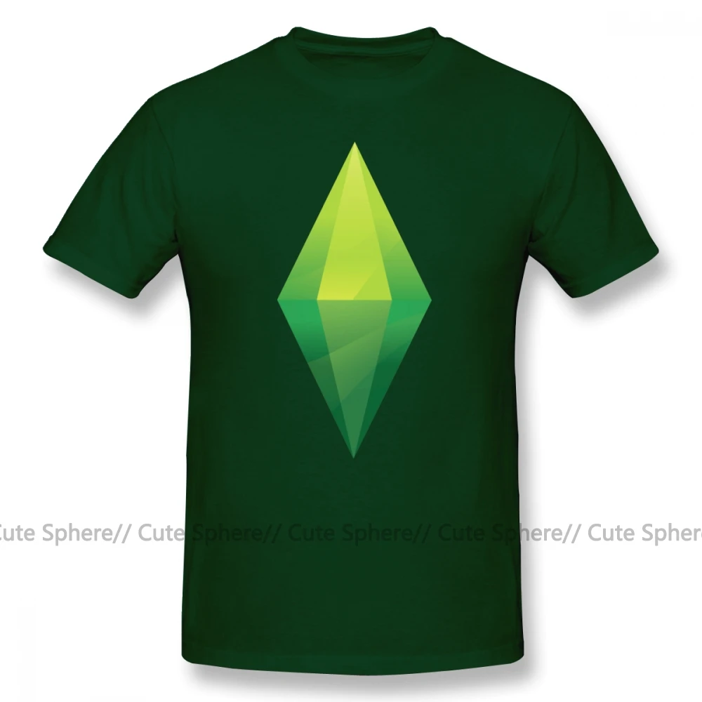The Sims/футболка The Sims Plumbob, футболка, Милая футболка с принтом, модная футболка с коротким рукавом, большой размер, 100 хлопок, Мужская футболка - Цвет: Dark Green