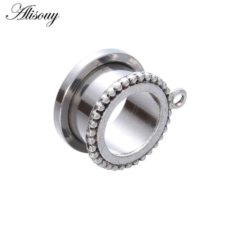 EM0875P DIY Alisouy 2 шт. ушные туннели и Плаги плоти 6-30 мм нержавеющая сталь, Висячие Серьги Туннели расширитель Набор ушко ювелирные изделия для пирсинга тела - Окраска металла: EM0875P DIY