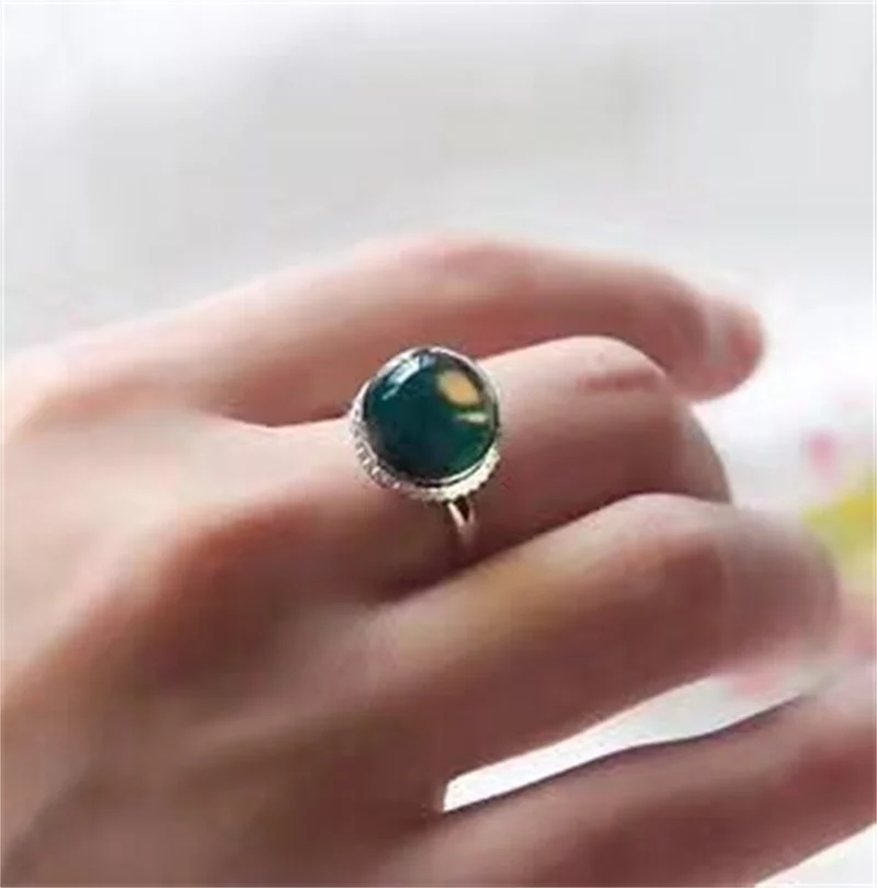 

SHIQING Gemstone nature blue amber different color flower precious 925 silver ring for her as gift