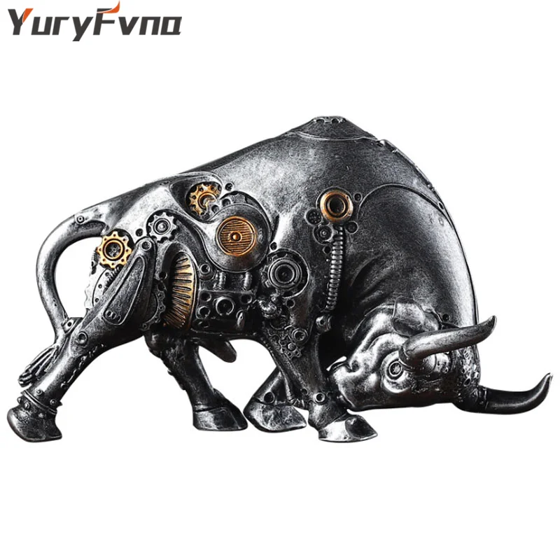 

YuryFvna Ox Year Chinese New Year Living Room Cattle Figurine Ornament Desktop Crafts Abstract Animal Bull Sculpture Ox Statue