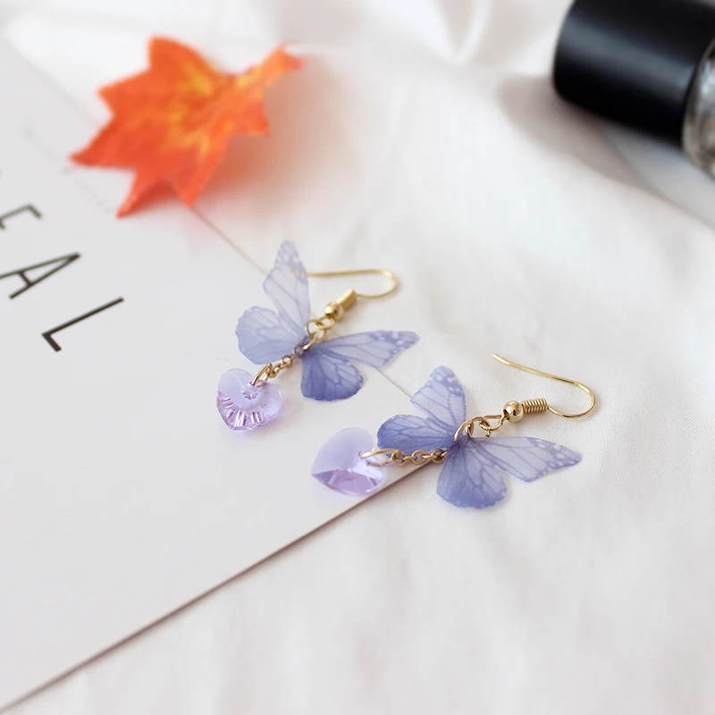 fashion jewelry accessories fabric butterfly earrings | Украшения и аксессуары