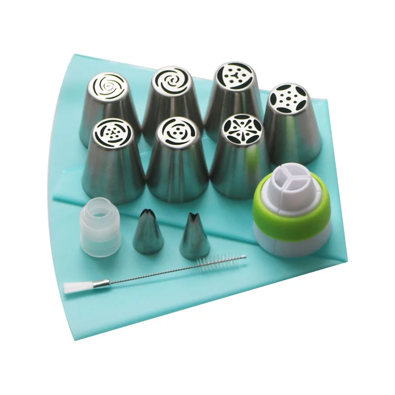 

13PCS Pastry Nozzles And Coupler Icing Piping Tips Sets Stainless Steel Rose Cream Bakeware Cupcake Cake Decorating