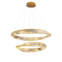 2 layer dimmable led lucky ring silver gold crystal pendant light lustre suspension luminaire lampen for dinning room