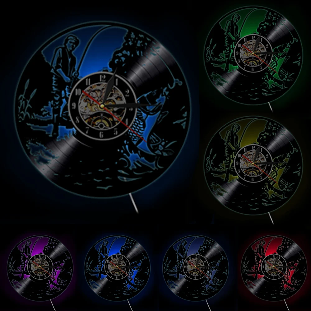 Настенные часы для рыбалки 3D настенные подарок рыбаков виниловые LP с записью