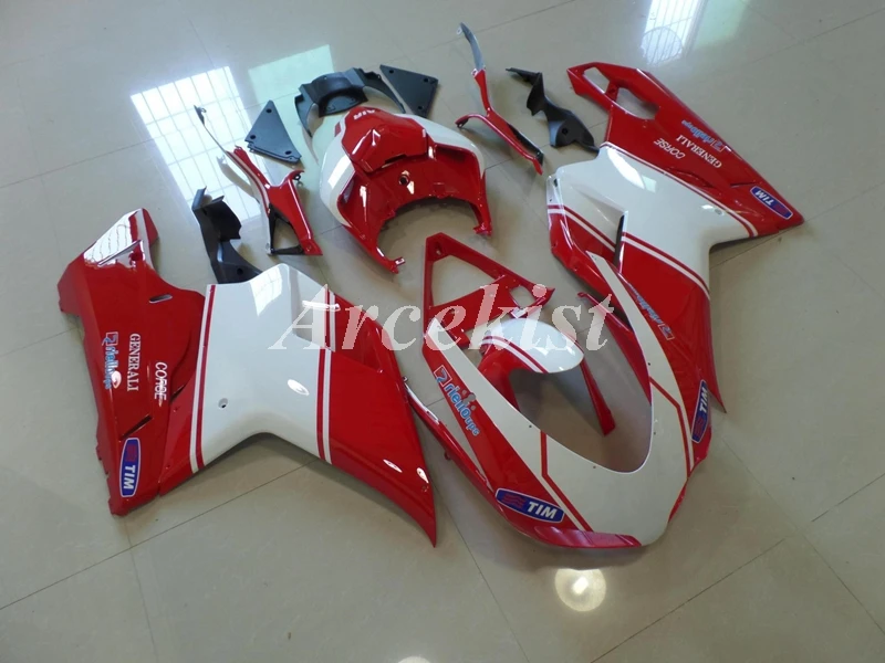 

New ABS Whole Fairings kit Fit for Ducati 848 evo 1098 1198 2007 2008 2009 2010 2011 07 08 09 10 11 Bodywork set red white UK