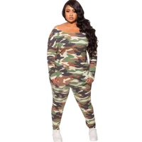 fashion camouflage suit loose slim long sleeve t shirt trousers two piece set casual african fat lady women tracksuit outfits