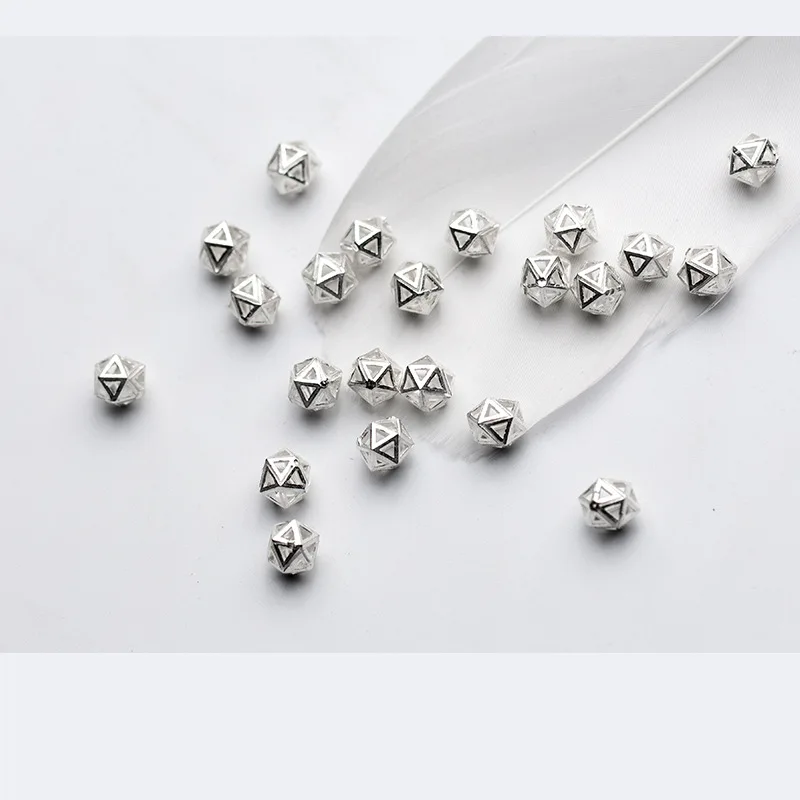 

6PCS 925 Sterling Silver Spacer Beads for DIY Bracelet Making Hollow Out Rhombus Loose Beads Fine Jewelry Accessories