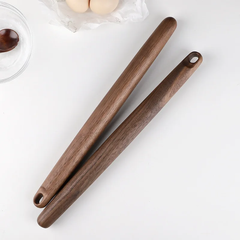 black walnut rolling pins solid wood baking accessories long size rolling pin with hole kitchen appliances tools baking gadgets free global shipping