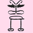 Портупея женская кожаная, Модный комплект с подвязками, с крыльями ангела, готические подтяжки, бондаж БДСМ, женское белье, праздничная одежда