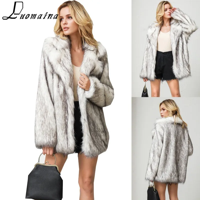 LUOMAINA осень/зима новое пальто из искусственного лисьего меха Европейский стиль
