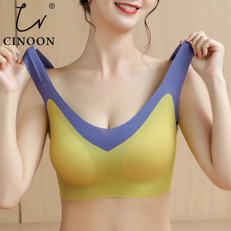 

CINOON Bra For Women Seamless Latex Bra Push Up Bralette With Gathers Pad Brassiere Bra Wireless Female Intimate Comfortable Bra