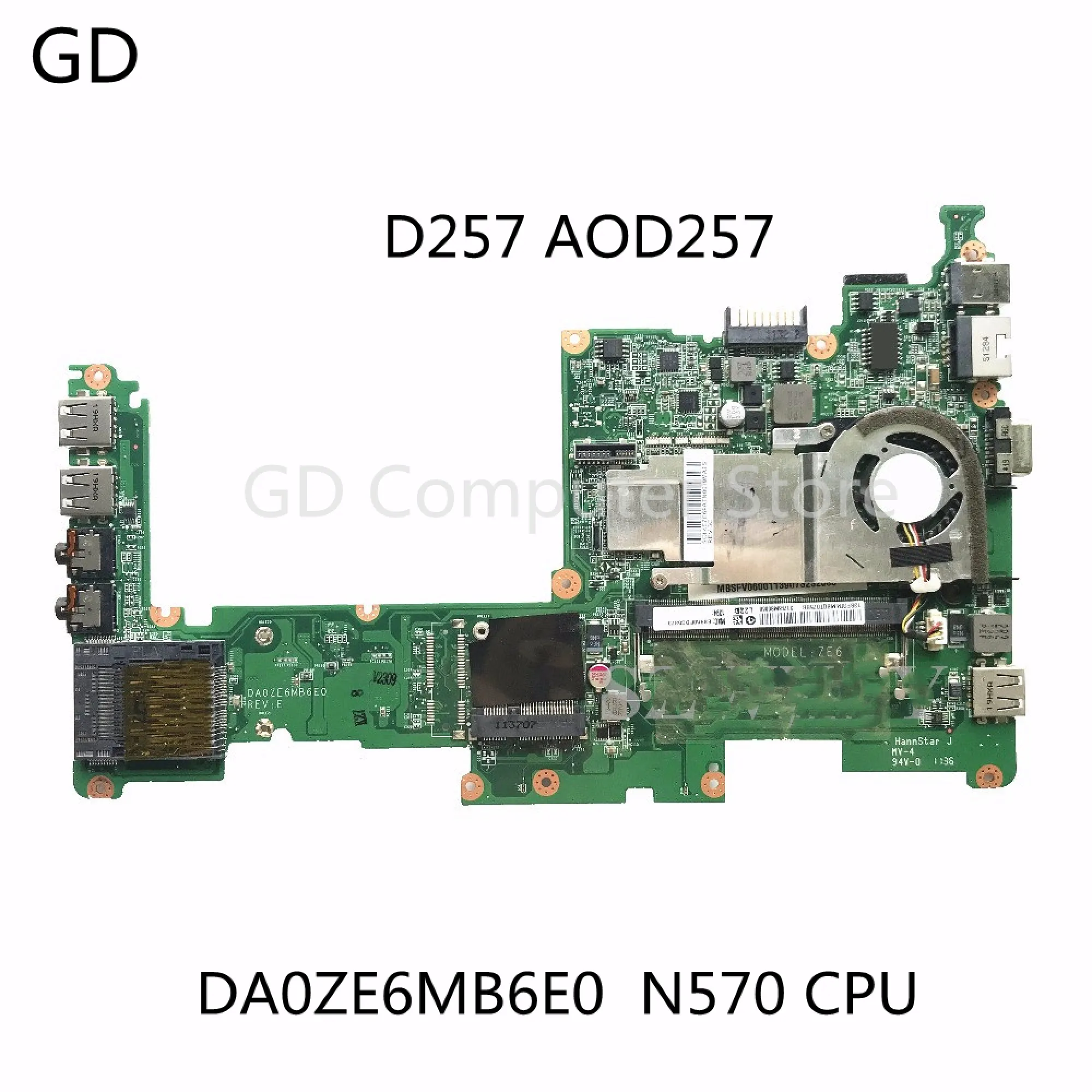 GD для ноутбука Acer Aspire D257 AOD257 материнская плата MBSFV06001 DA0ZE6MB6E0 с процессором N570