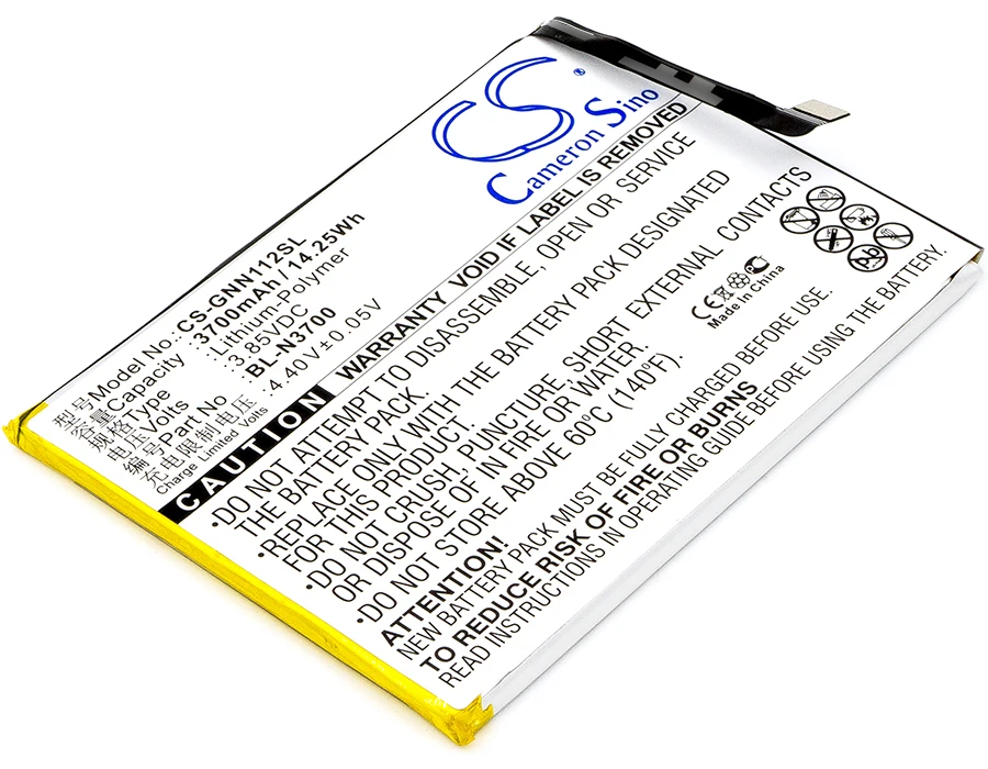 

CS 3700mAh / 14.25Wh battery for GIONEE Elife S10B, Elife S10B Dual SIM, Elife S10B Dual SIM TD-LTE BL-N3700