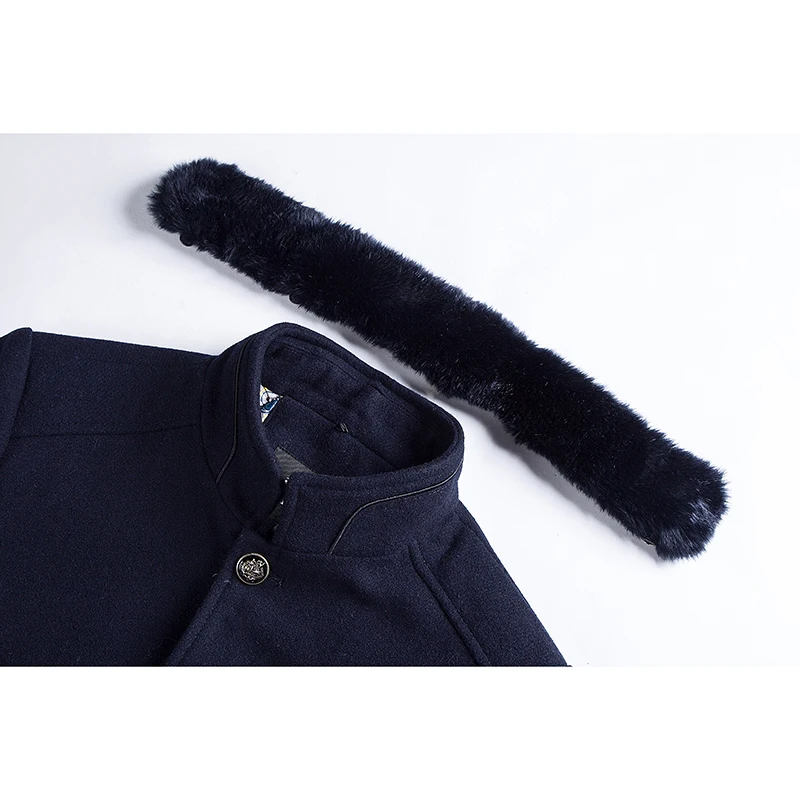 Mirecoo повседневные Брендовые мужские шерстяные пальто с меховым воротником Новые