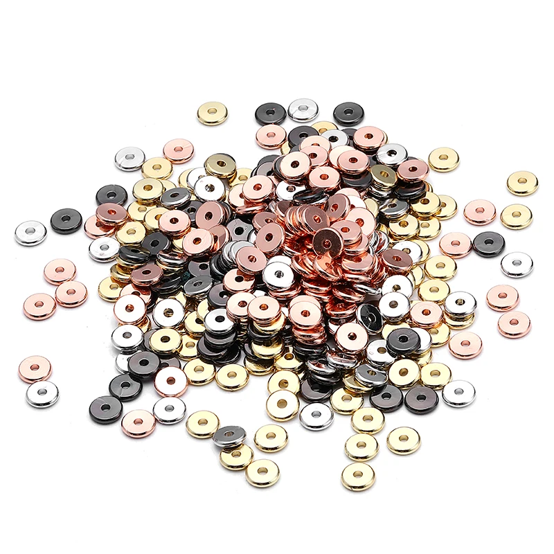 Медные бусины с отверстием для монет плоские круглые золотого/серебряного цвета