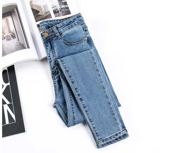 

Women's stretch jeans, Nice autumn black denim trousers student jeans 3 color pencil pants