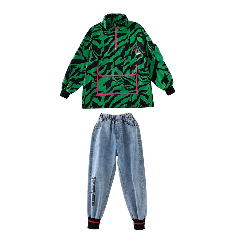 

Children'S Hip-Hop Dance Costumes Boys Loose Camouflage Jacket Hiphop Pants Jazz Dance Clothes Street Dance Wear 110-180