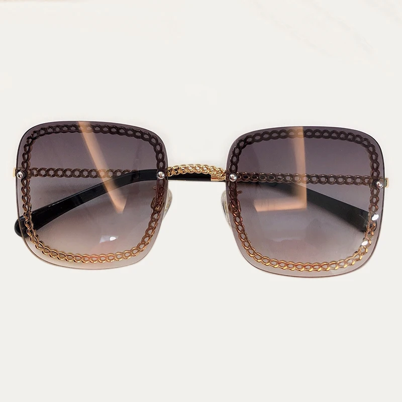 

Square Sunglasses Women 2019 Chain Frame Luxury Brand Sun Glasses Woman Vintage Sunglass Fashion Shades For Ladies UV 400