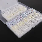 6001300 шт.лот, смешанные размеры и цвета белогослоновой костирадуги, пластиковые жемчужные бусины из АБС-пластика для самостоятельного изготовления ювелирных украшений и украшения одежды