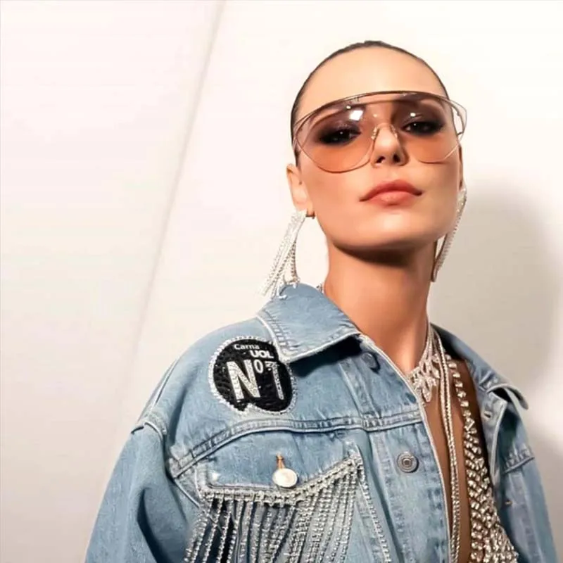

2020 new curved temple sunglasses men and women one piece sunglasses glasses