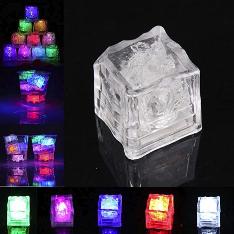 

Cool Colorful Glowing ice cubes bar wedding Hen Bachelor party Wine glass decoration LED block flashing induction ice lamp 12PC