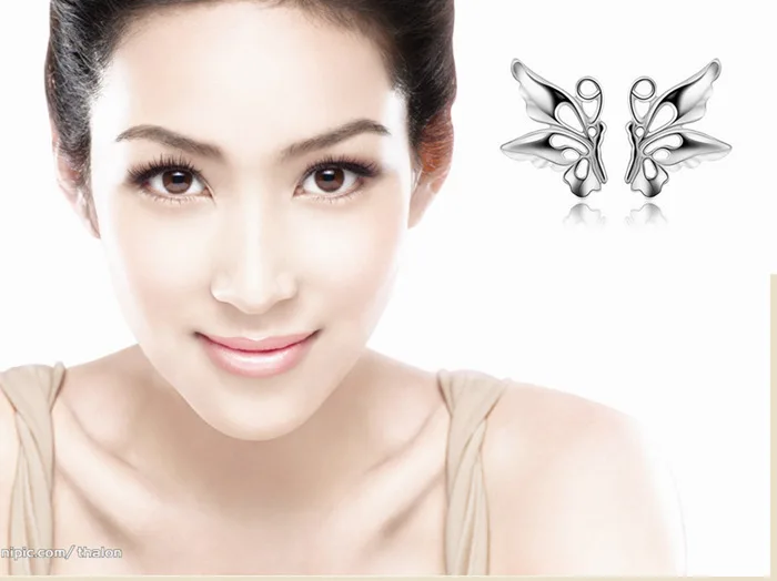 Женские серьги капельки с изображением бабочек|Серьги-гвоздики| |