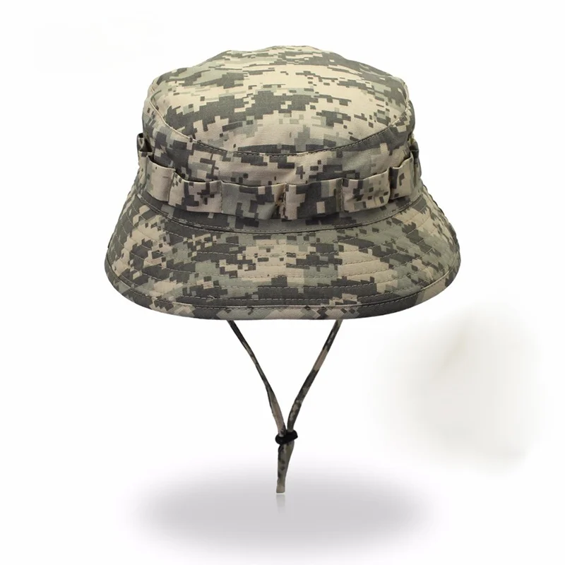 

Camouflage army cap outdoor camping men's short brim hat sunscreen bionic jungle hat bucket hat