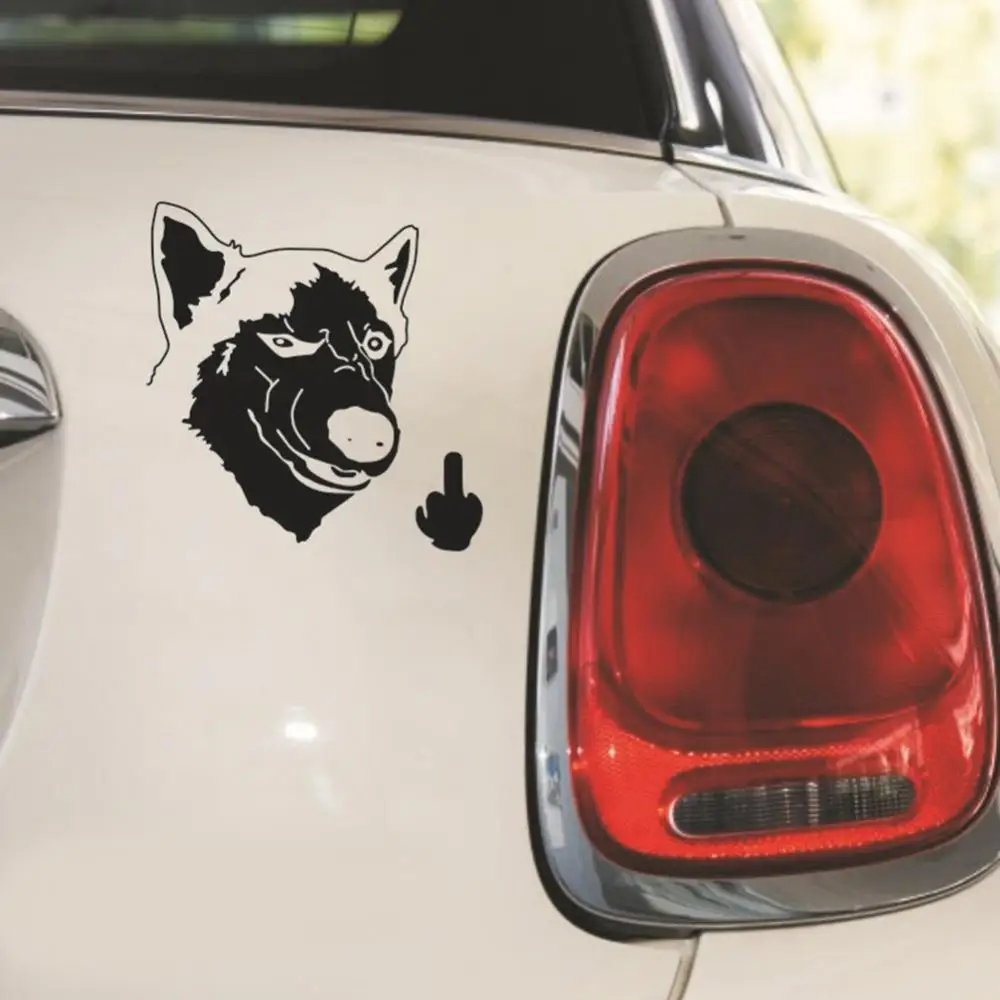 

75% Dropshipping!! Funny Cool Serious Husky Dog Flipping Finger Car Truck SUV Laptop Sticker Decal