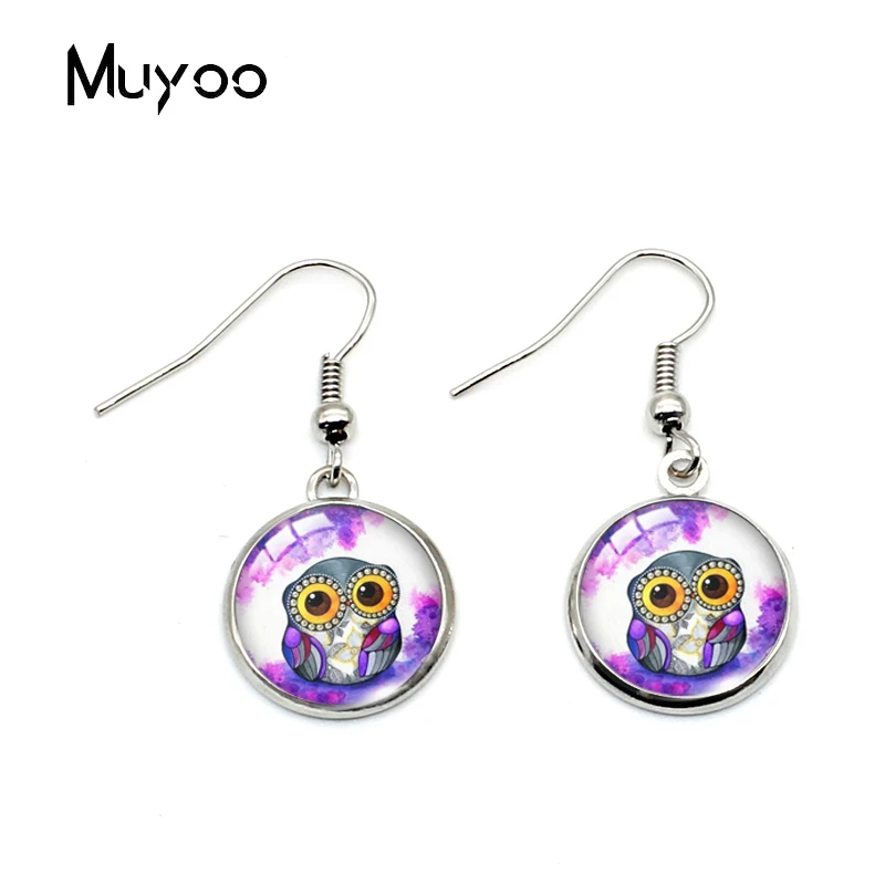 2020 New Arrival Cute Cartoon Owls Dangle Earrings Lovely Animals Owl Glass Cabochon Fish Hook Gifts for Girls | Украшения и