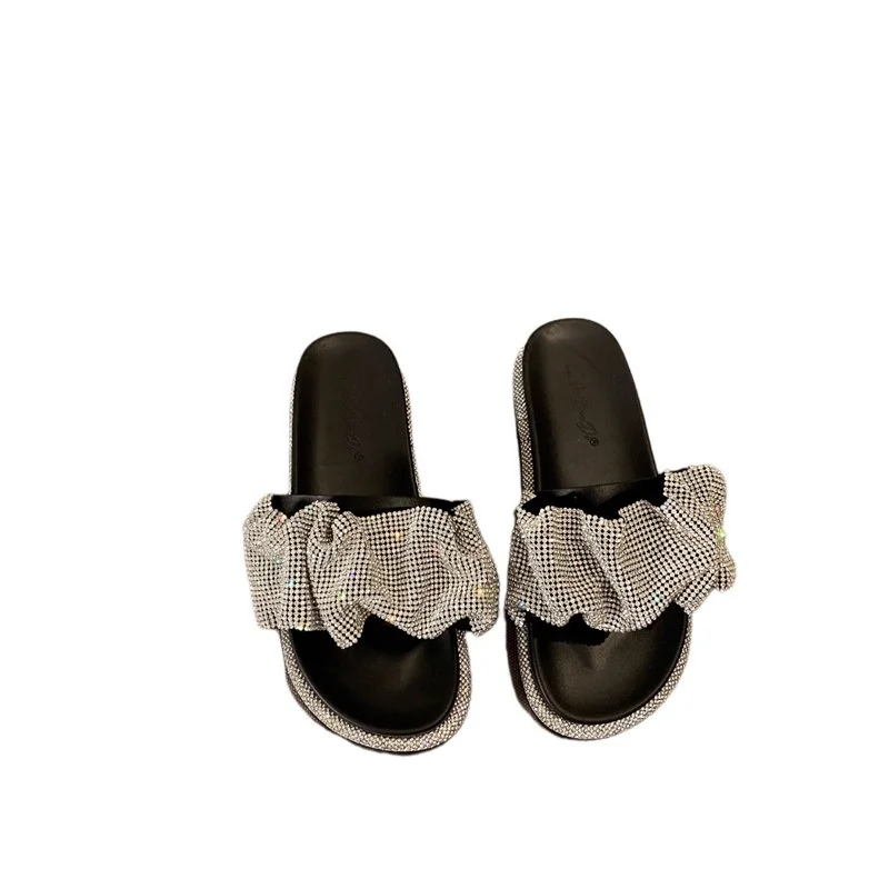 

2021 summer flat bottomed diamond sandals for women comfortable thick bottomed outdoor wear holiday beach shoes for women