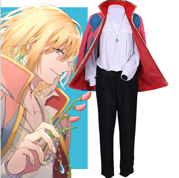 Костюм для косплея из аниме Hauru no ugoku Shiro howl пальто брюки ожерелье мужской костюм