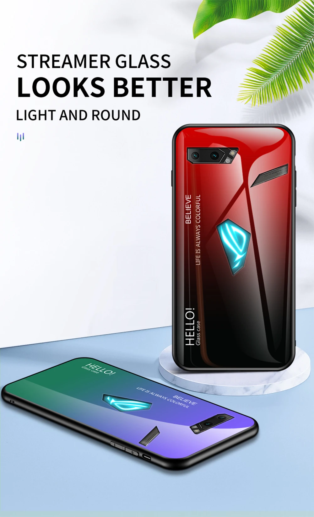 Для Asus ROG Phone 2 ZS660KL градиентный чехол из закаленного стекла силиконовая рамка жесткая стеклянная задняя крышка для Asus ROG 2