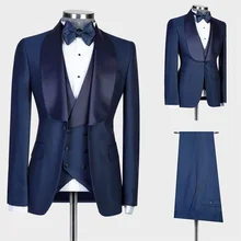 Costume bleu Royal pour Hommes, pantalon sur mesure, ensemble Tuxedos de mariage, soirée formelle, vêtements d'affaires  (2)