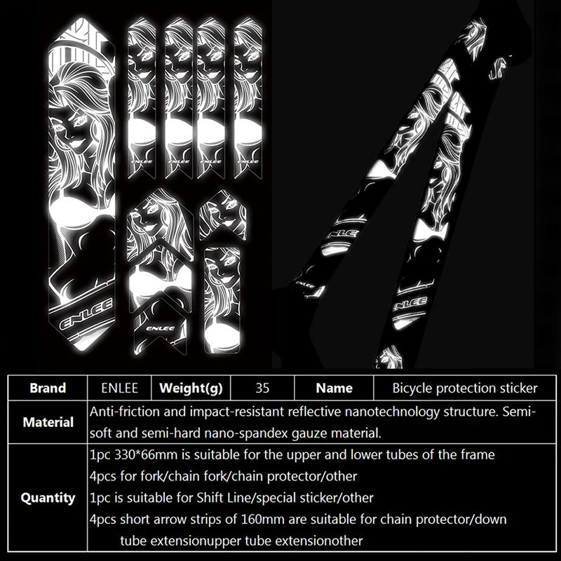 Светоотражающие наклейки ENLEE MTB износостойкие противоскользящие