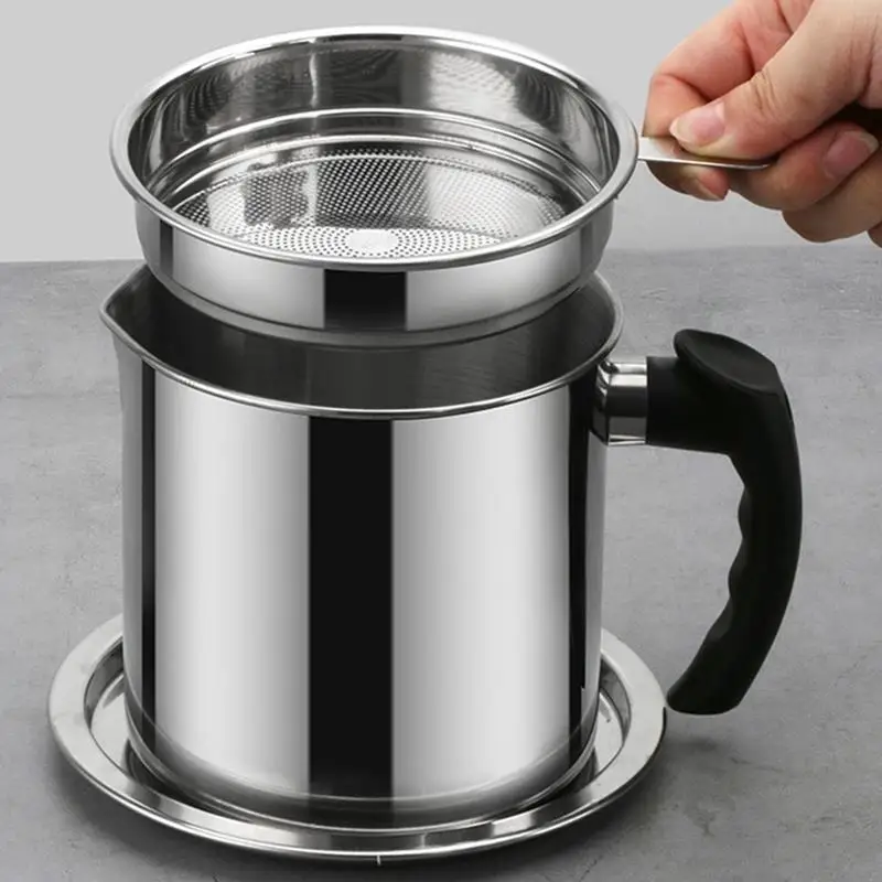 

Oil Strainer Pot Container Stainless Steel Jug Storage Can With Filter Leakproof Cooking Oil Pot Dispenser Kitchen Tools
