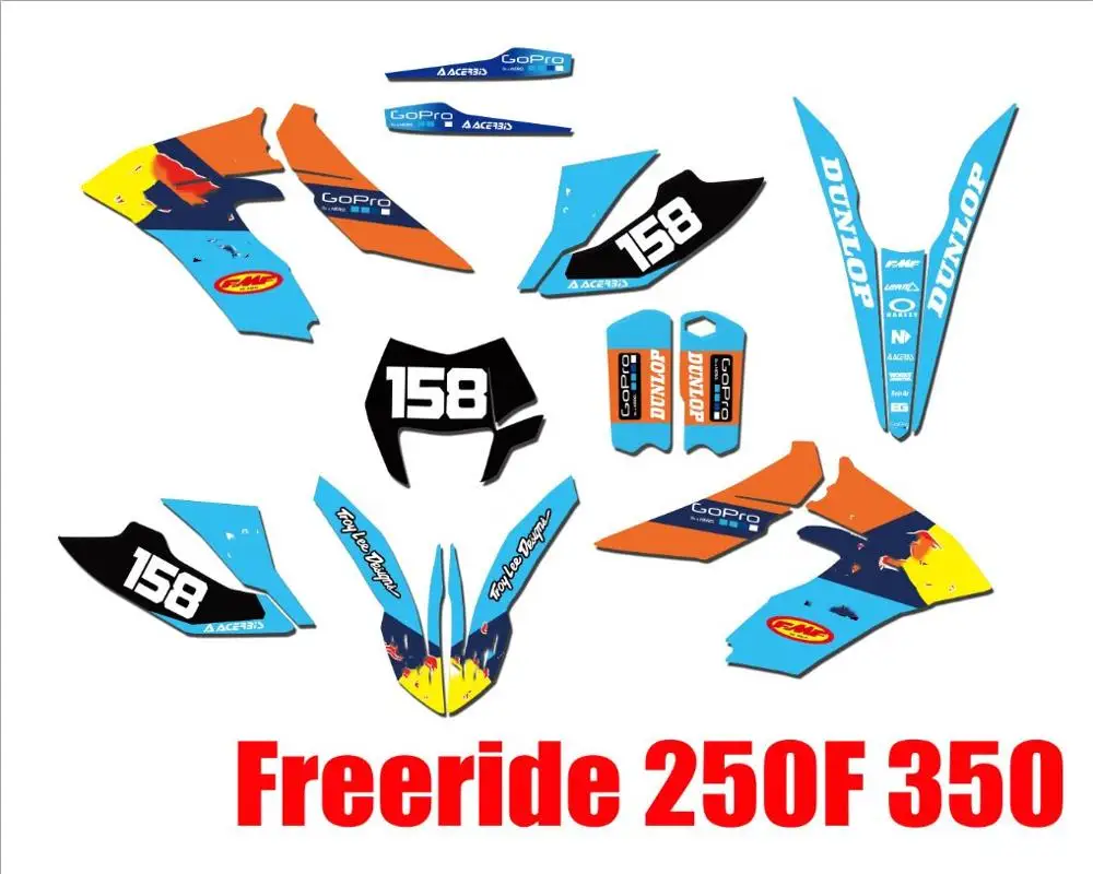 For KTM Freeride 250 350 Motorcycle Custom Numbers Names GRAPHICS BACKGROUNDS DECALS STICKERS Kits 250F | Автомобили и мотоциклы
