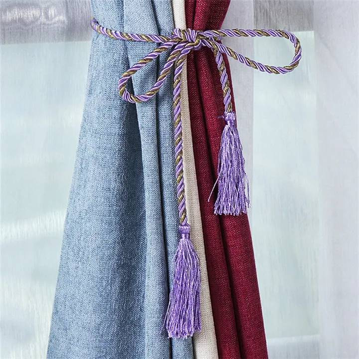 Purple Fasten Rope XZJJA 2-10 шт кисточкой бахрома закрепить веревку магнитный кристаллик для занавесок комнаты Аксессуары Завязки для штор украшения занавеска для дома Шнур пряжки - Цвет: Purple Fasten Rope
