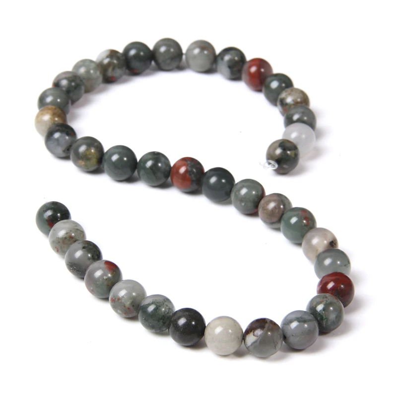 

Gray Red smooth round Natural African Bloodstone stone Beads Accessories loose gem stone beads For Jewelry Making women men diy