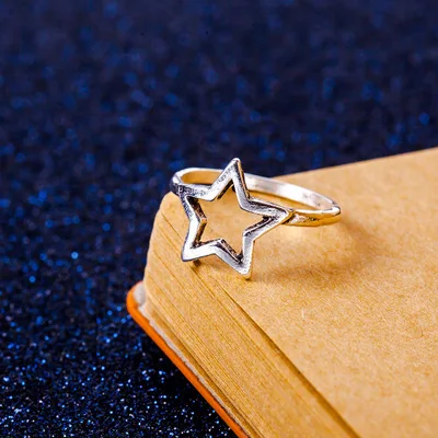 

Fashion Triangle Rings Star Moon Rings Pentagram Ring For Women Wholesale Jewelry Wedding Party Gift